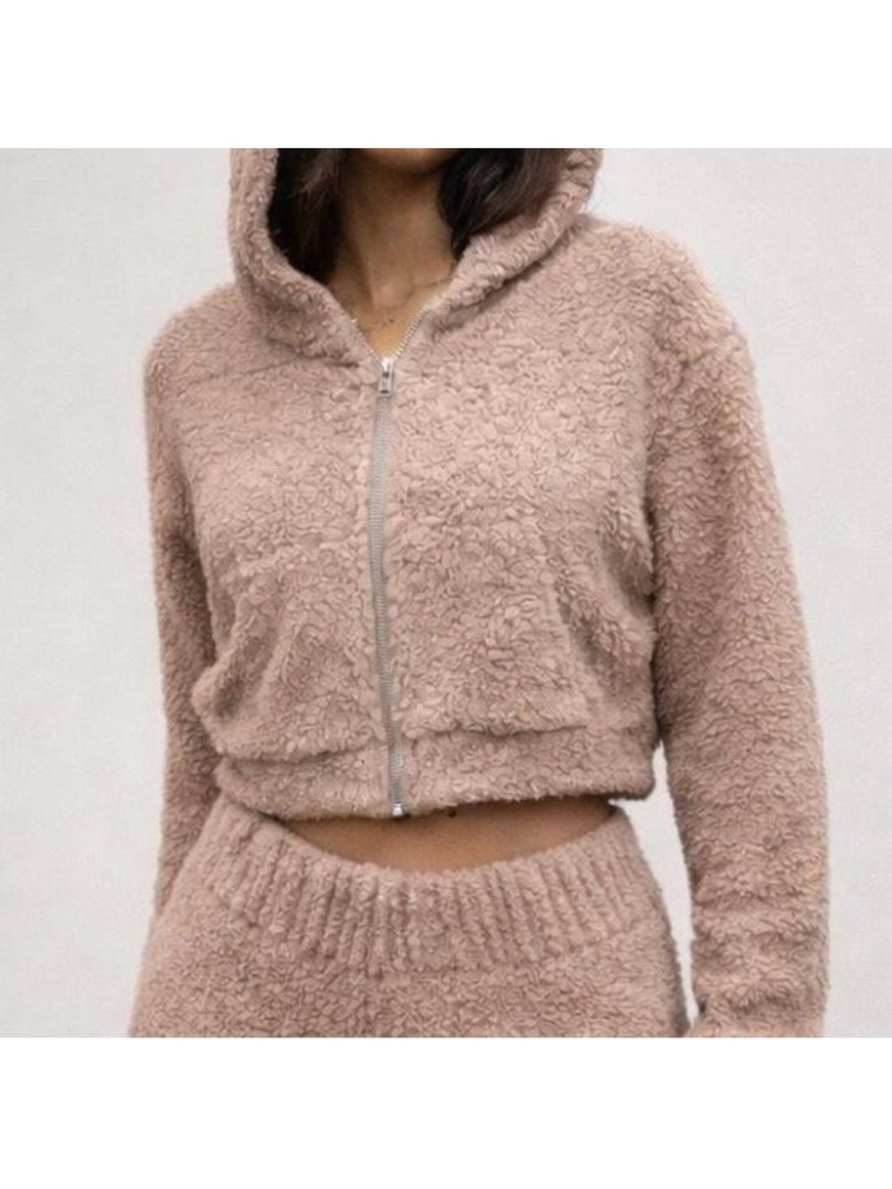 SKIMS Cozy Knit Zip Up Hoodie XXS/XS Pink Soft Lounge Plush Hoodie